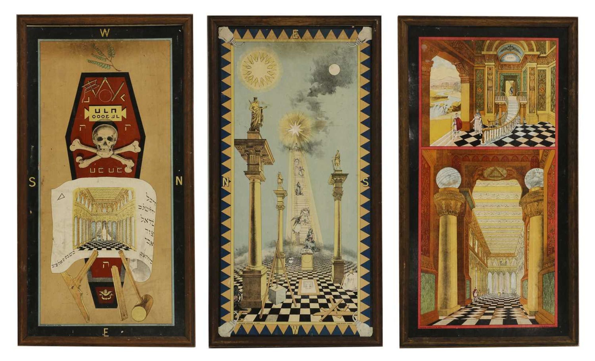 A set of three Masonic tracing boards,