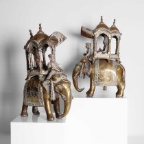 A pair of brass elephants,