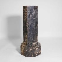 A Marmo Portoro marble octagonal pedestal column,