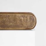 A brass and copper tobacco box,