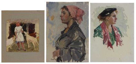 Three oil portraits