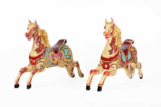 A pair of juvenile 'Dobby' fairground carousel horses by Anderson,