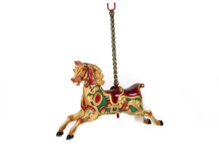 A double-seat fairground carousel galloper horse by Anderson,
