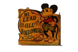 A fairground double-sided Mickey Mouse sign, probably by George Orton,