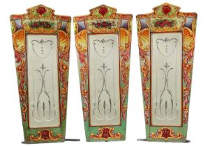 Three fairground carousel-top centre shutters by F Savage & Co.,