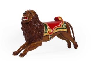 A rare fairground juvenile carousel mount in the form of a lion by Anderson,