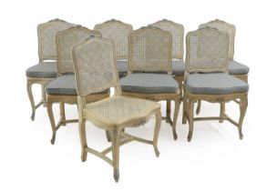 A set of eight Louis XV style painted dining chairs