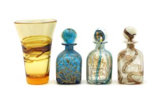 A group of three Mdina glass decanters