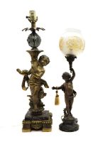 Two spelter table lamps