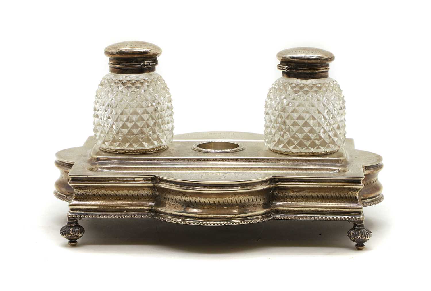 A Victorian silver inkstand,