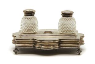 A Victorian silver inkstand,