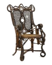 A wicker armchair