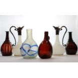 A group of glass items,