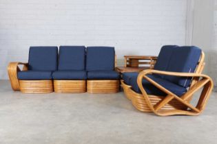 A bamboo and rattan 'Pretzel' modular sofa,