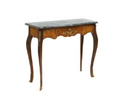 A Louis XV-style walnut and burrwood console table,