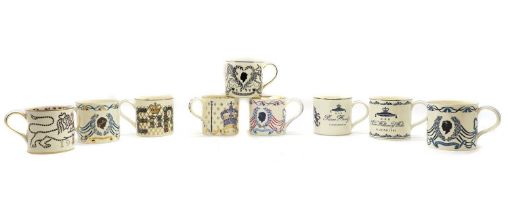 A collection of Wedgwood pottery mugs