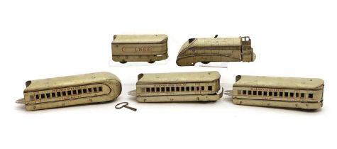 A Marx Toys 'O' Gauge Pullman Streamline locomotive, tender and coaches,