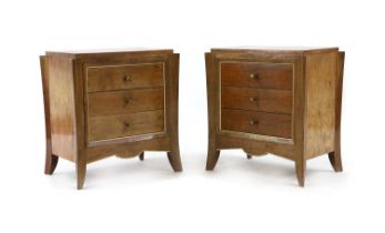 A pair of Art Deco-style maple bedside cabinets