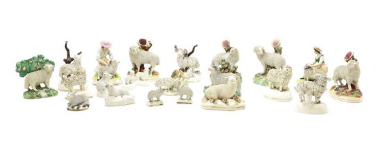 A collection of Staffordshire pottery sheep