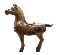 A large Chinese bronze horse,