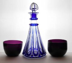 A cased glass decanter,