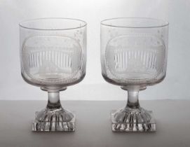 A pair of Sunderland bridge glass rummers,