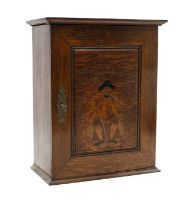 An inlaid hanging smokers cabinet,