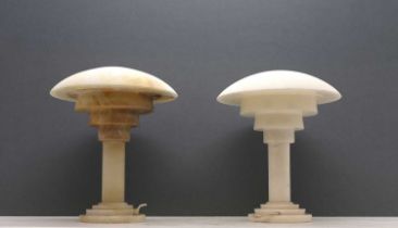 A pair of mid-century alabaster table lamps,