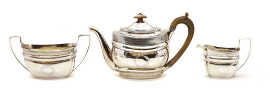 A composed George III silver tea service,