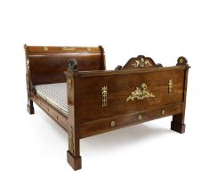 An Empire mahogany double bedstead,