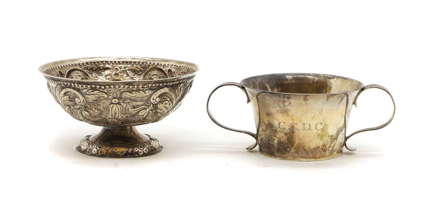 A Britannia standard silver twin handled cup