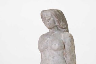 A carved stone figure