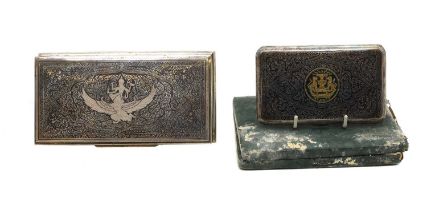 Two Thai silver niello cigarette cases