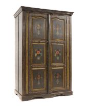 A painted teak armoire,