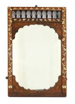 § An Anglo-Indian hardwood and ivory inlaid mirror,