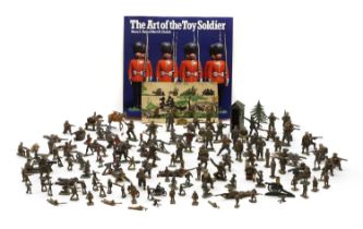 A collection of lead soldiers and machine gunners,