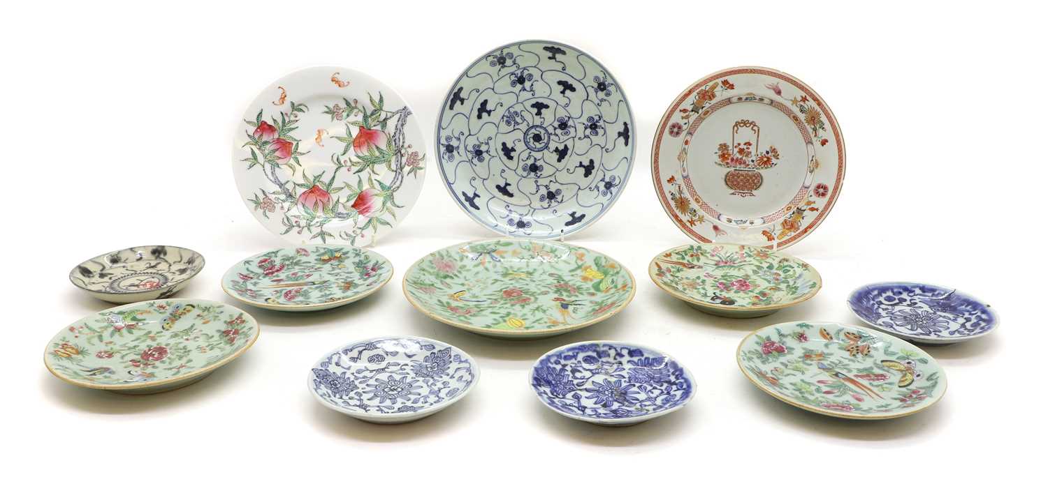 A collection of Chinese plates and saucers,