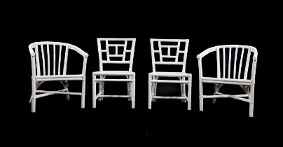 A set of eight painted bamboo chairs,