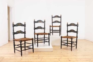 A set of four painted side chairs,