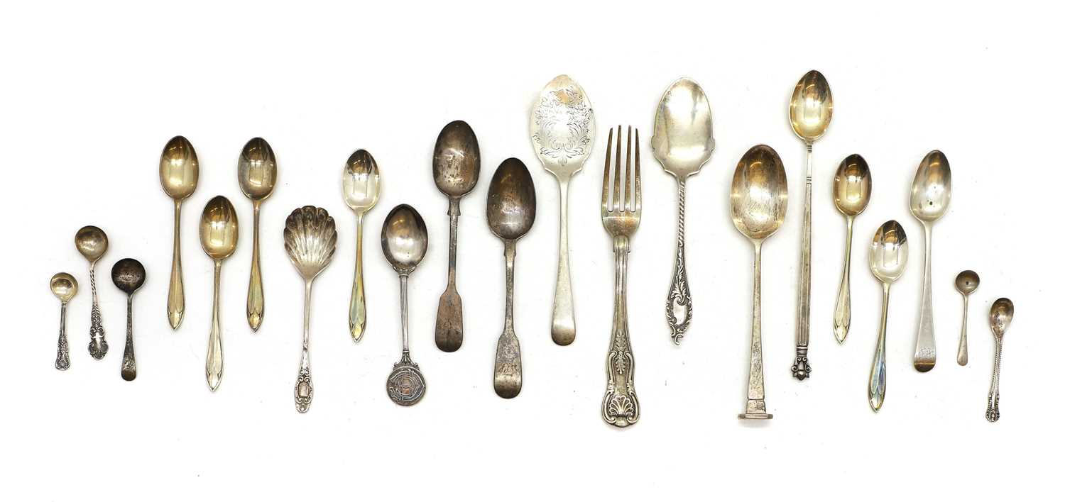 A collection of silver spoons