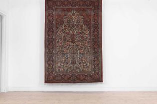 A mihrab silk and wool rug,