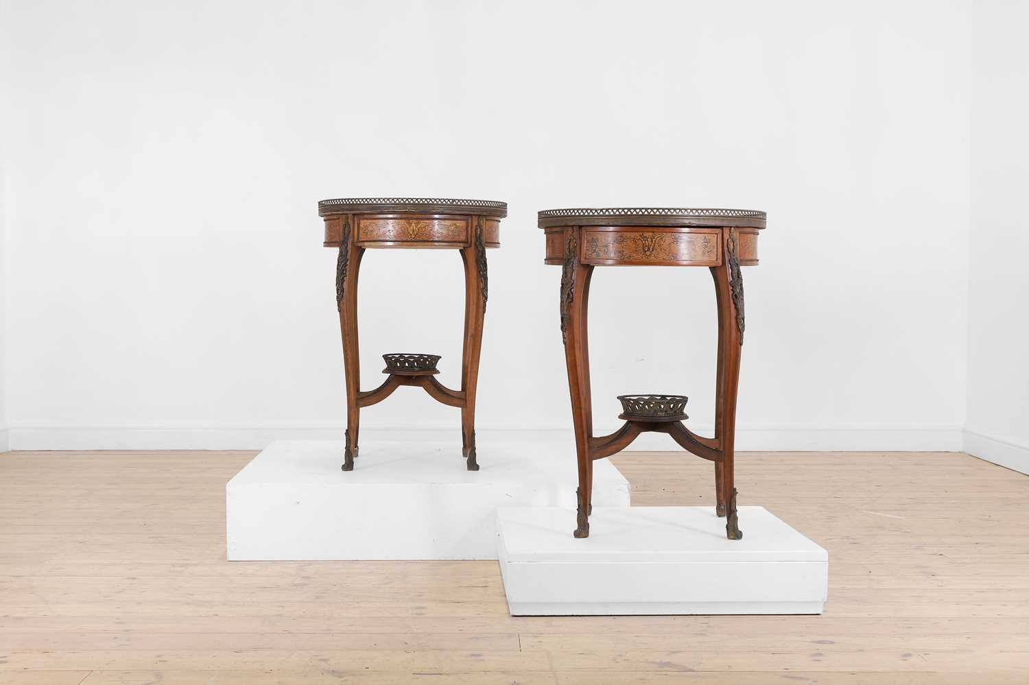 A pair of Louis XV-style occasional tables,
