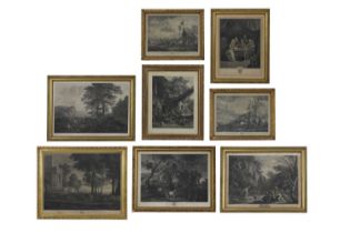 A set of eight landscape prints,