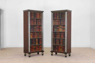 A pair of painted and parcel-gilt wooden cupboards,