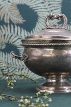 A George III and later silver soup tureen,