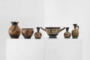 A group of six small classical pottery vessels,