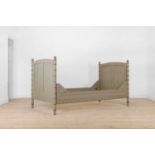 A painted pine and beech faux bamboo single bed,