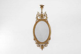 A George III-style giltwood and gesso oval mirror,