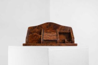 A burr yew wood desk stand,