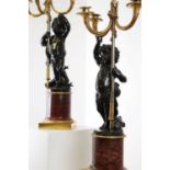 A pair of French Empire bronze and marble candelabra attributed to François Rémond (c.1747-1812),